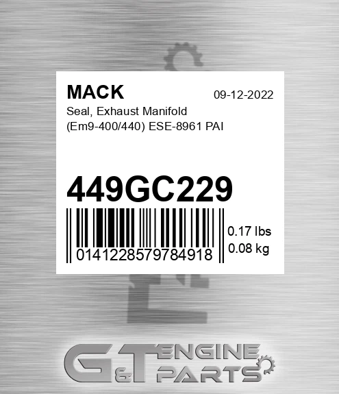 449GC229 Seal, Exhaust Manifold Em9-400/440 ESE-8961 PAI