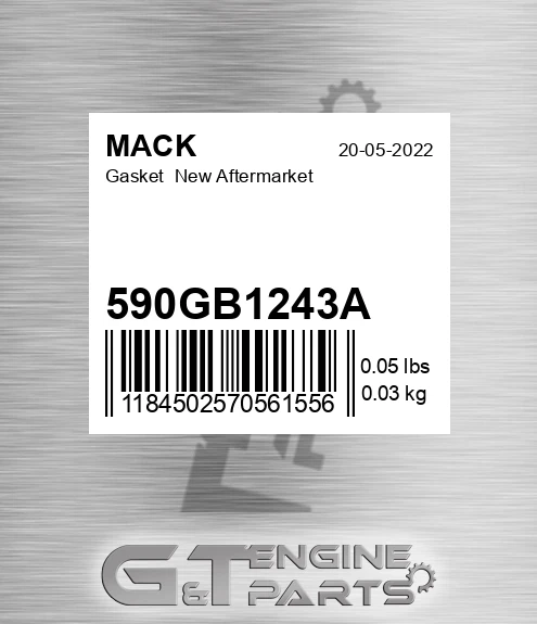590GB1243A Gasket New Aftermarket