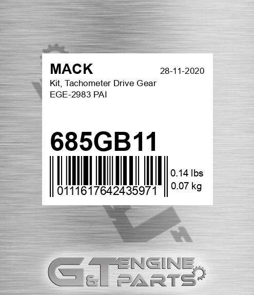 685GB11 Kit, Tachometer Drive Gear EGE-2983 PAI