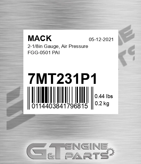 7MT231P1 2-1/8in Gauge, Air Pressure FGG-0501 PAI