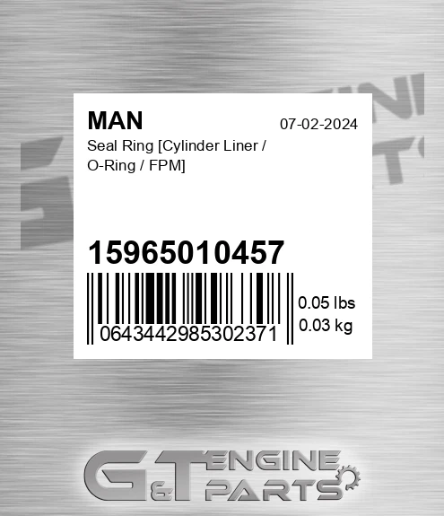 15965010457 Seal Ring [Cylinder Liner / O-Ring / FPM]