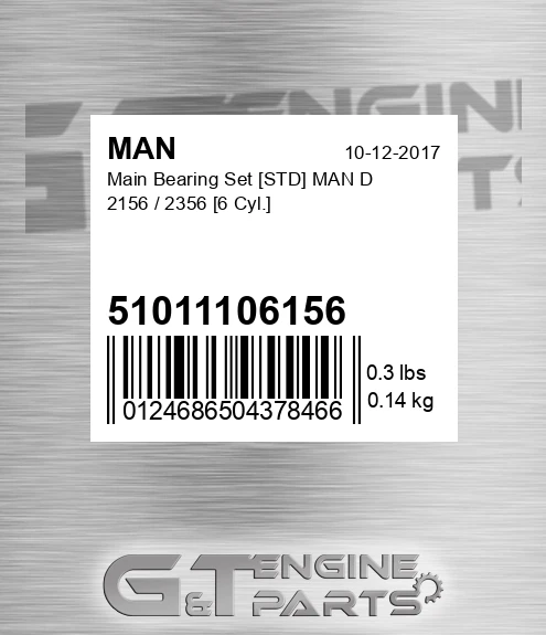 51011106156 Main Bearing Set [STD] D 2156 / 2356 [6 Cyl.]