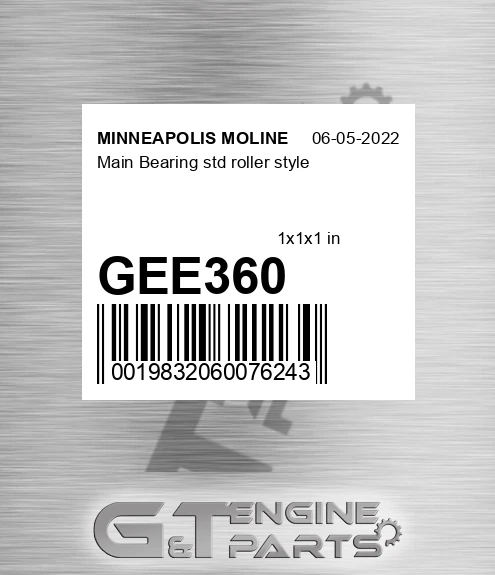 GEE360 Main Bearing std roller style