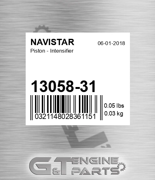 13058-31 Piston - Intensifier