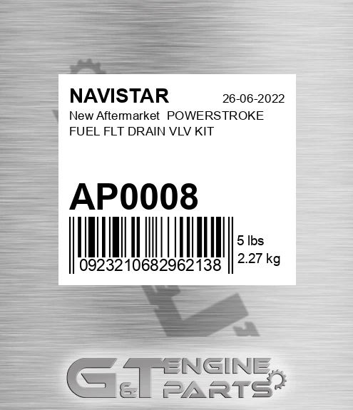 AP0008 New Aftermarket POWERSTROKE FUEL FLT DRAIN VLV KIT
