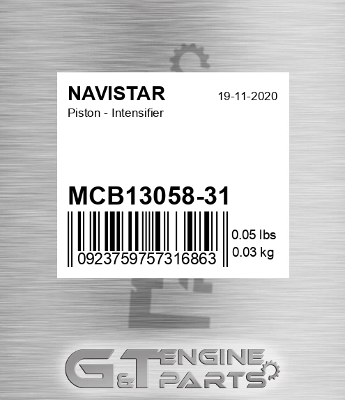 MCB13058-31 Piston - Intensifier