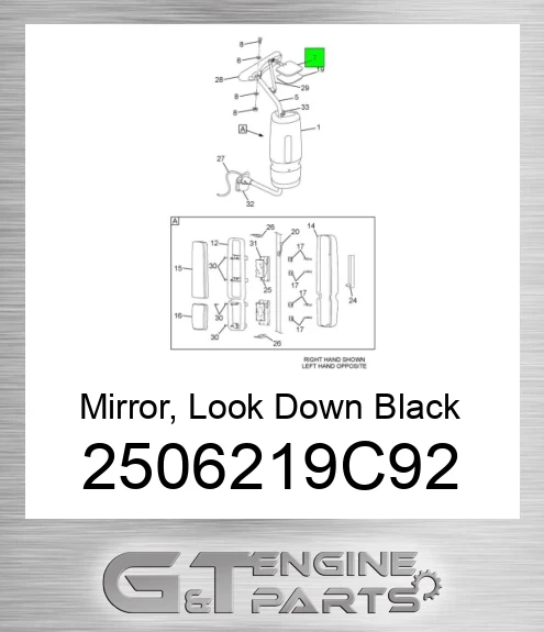 2506219C92 Mirror, Look Down Black made to fit NAVISTAR | Price