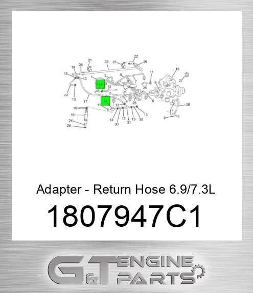 1807947C1 Adapter - Return Hose 6.9/7.3L