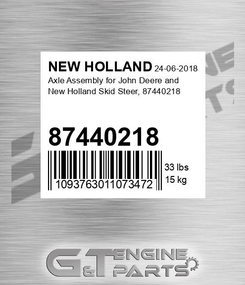 87440218 Axle Assembly For John Deere And Skid Steer,