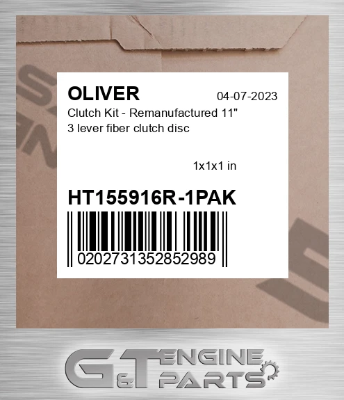 HT155916R-1PAK Clutch Kit - Remanufactured 11" 3 lever fiber clutch disc