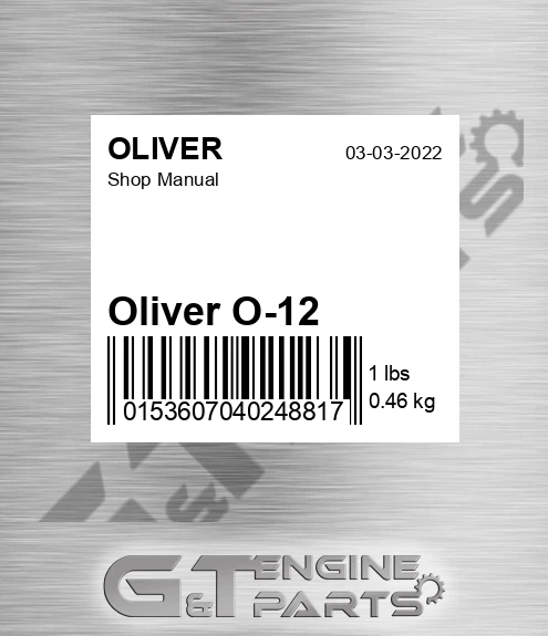 Oliver O-12 Shop Manual