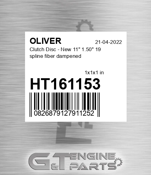 HT161153 Clutch Disc - New 11" 1.50" 19 spline fiber dampened
