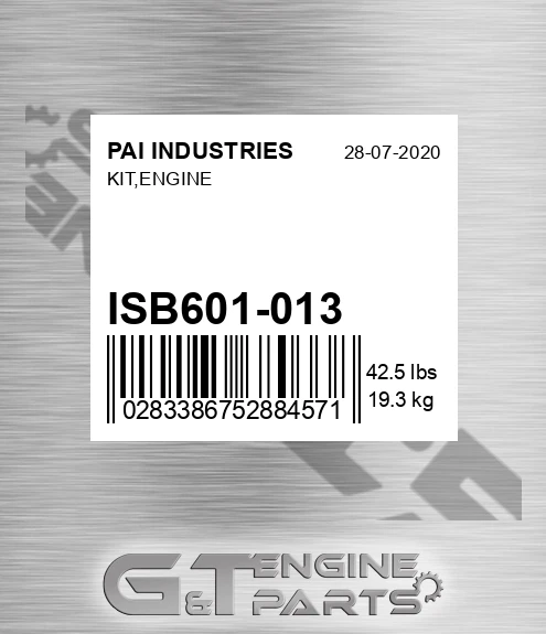 ISB601-013 KIT,ENGINE PAI INDUSTRIES | Price: $877.04
