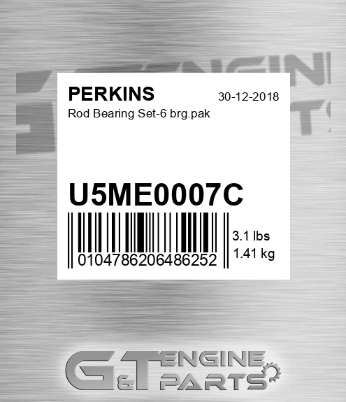 U5ME0007C Rod Bearing Set-6 brg.pak