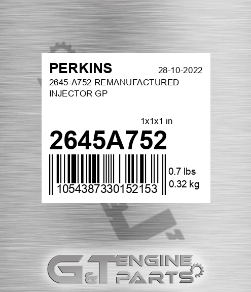2645A752 2645-A752 REMANUFACTURED INJECTOR GP