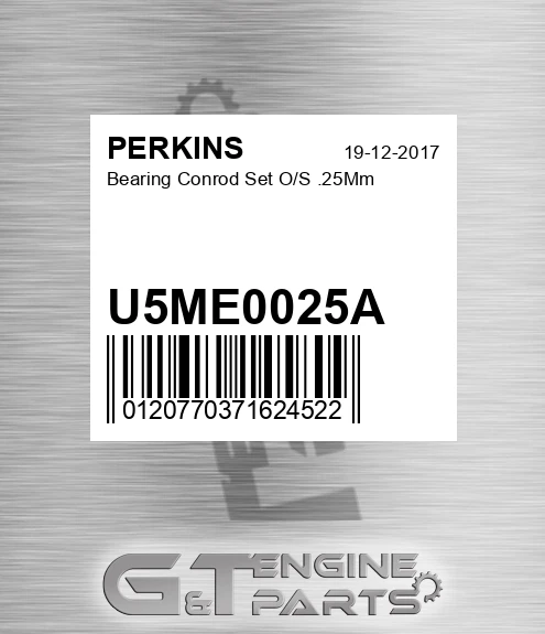 U5ME0025A Bearing Conrod Set O/S .25Mm