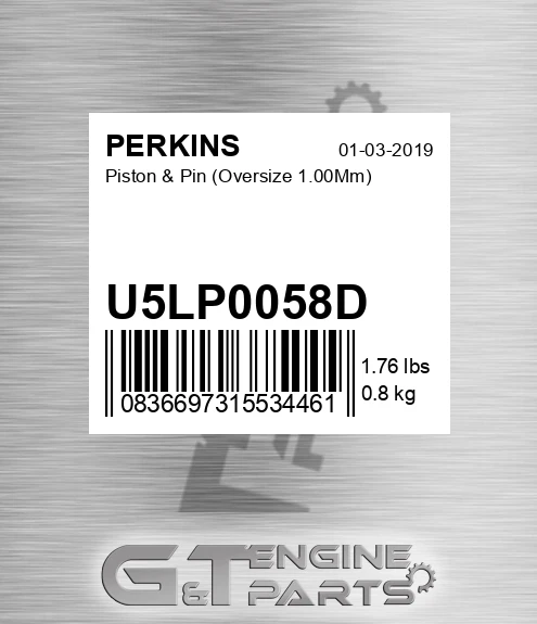 U5LP0058D PISTON, PIN & CLIPS - 1.00MM