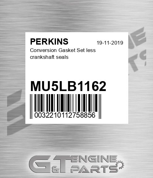MU5LB1162 Conversion Gasket Set less crankshaft seals