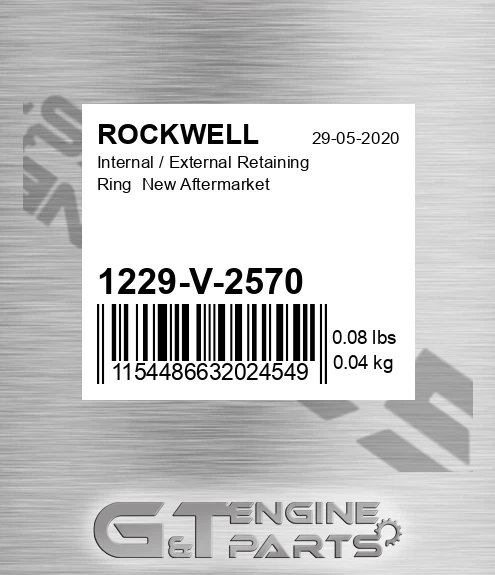 1229-V-2570 Internal / External Retaining Ring New Aftermarket
