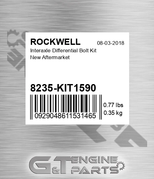 8235-KIT1590 Interaxle Differential Bolt Kit New Aftermarket