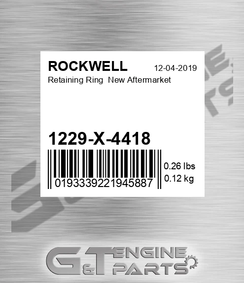 1229-X-4418 Retaining Ring New Aftermarket