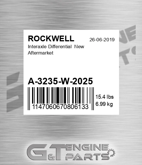 A-3235-W-2025 Interaxle Differential New Aftermarket