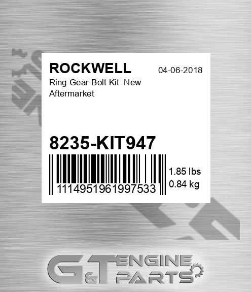 8235-KIT947 Ring Gear Bolt Kit New Aftermarket