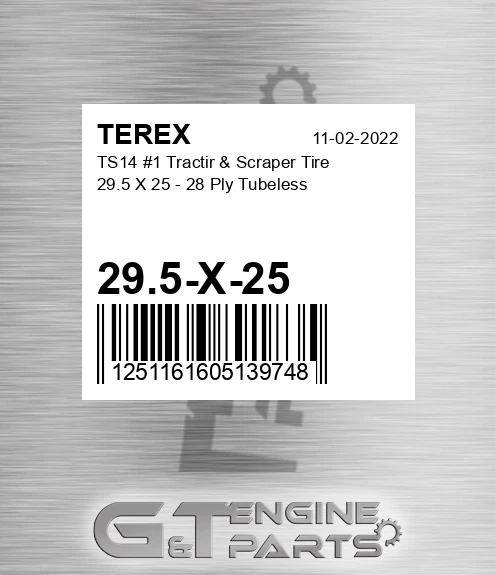 29.5-X-25 TS14 #1 Tractir & Scraper Tire - 28 Ply Tubeless