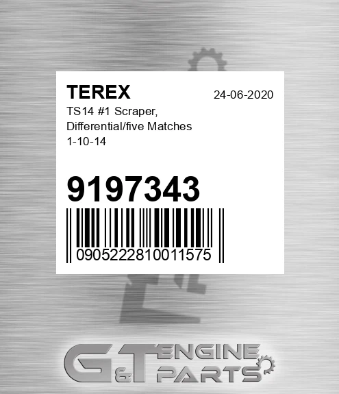 9197343 TS14 #1 Scraper, Differential/five Matches 1-10-14