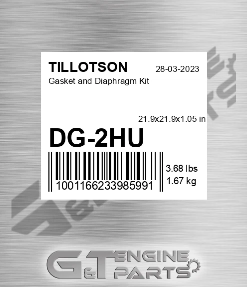 DG-2HU Gasket and Diaphragm Kit