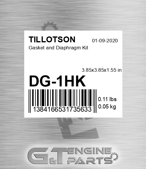 DG-1HK Gasket and Diaphragm Kit