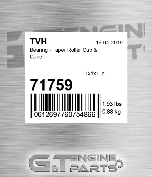 71759 Bearing - Taper Roller Cup &amp; Cone