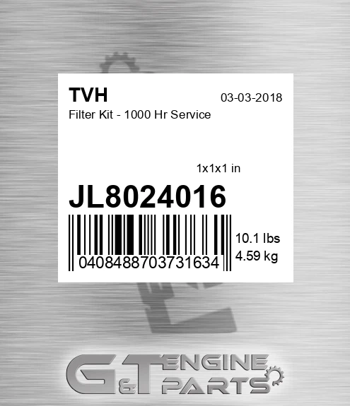 JL8024016 Filter Kit - 1000 Hr Service