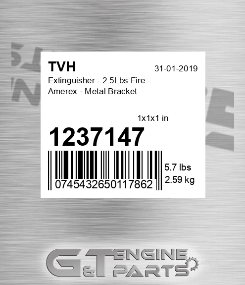 1237147 Extinguisher - 2.5Lbs Fire Amerex - Metal Bracket