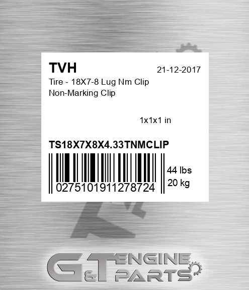 TS18X7X8X4.33TNMCLIP Tire - 18X7-8 Lug Nm Clip Non-Marking Clip