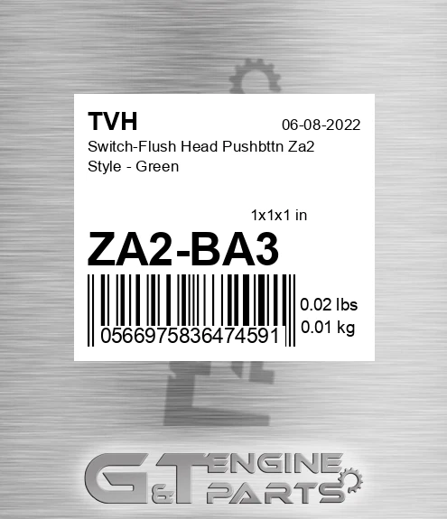 ZA2-BA3 Switch-Flush Head Pushbttn Za2 Style - Green