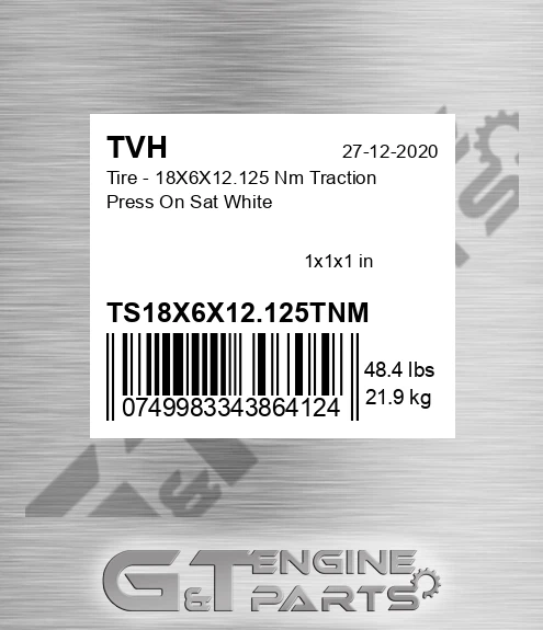 TS18X6X12.125TNM Tire - 18X6X12.125 Nm Traction Press On Sat White
