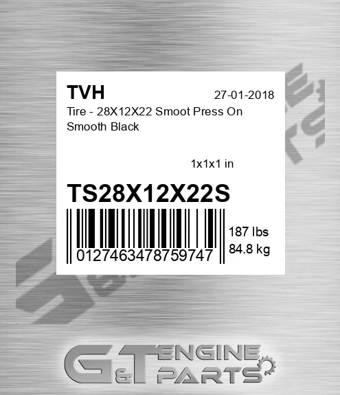 TS28X12X22S Tire - 28X12X22 Smoot Press On Smooth Black
