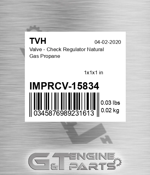 IMPRCV-15834 Valve - Check Regulator Natural Gas Propane