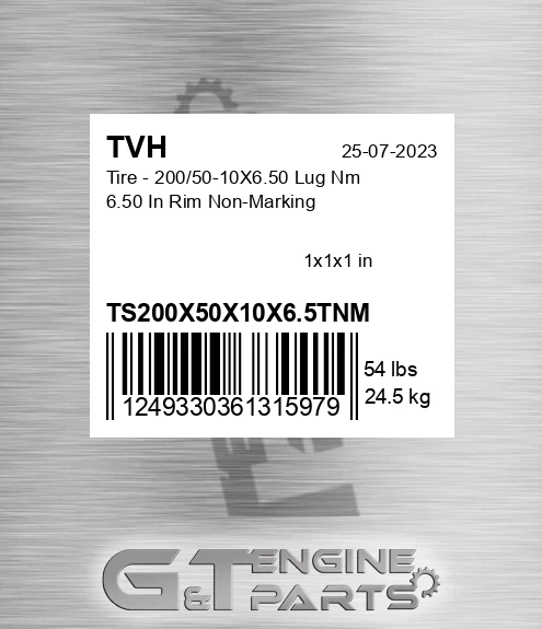 TS200X50X10X6.5TNM Tire - 200/50-10X6.50 Lug Nm 6.50 In Rim Non-Marking