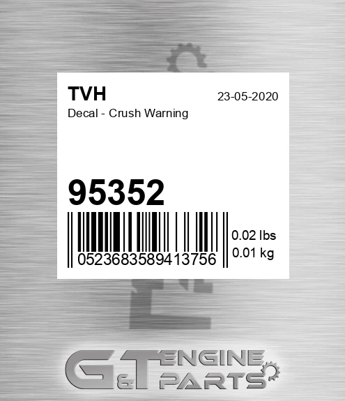 95352 Decal - Crush Warning