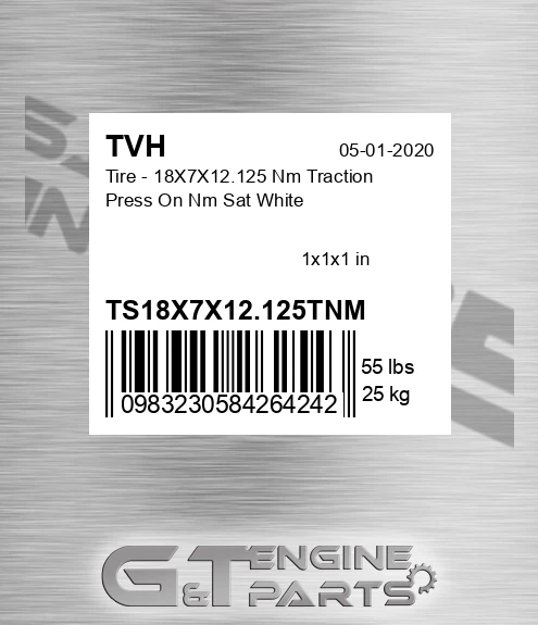 TS18X7X12.125TNM Tire - 18X7X12.125 Nm Traction Press On Nm Sat White