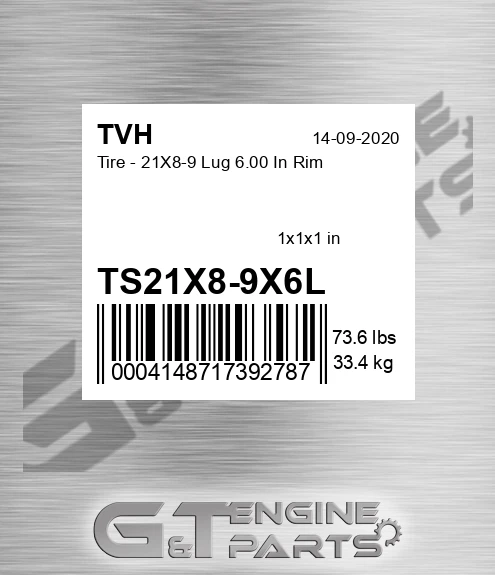 TS21X8-9X6L Tire - 21X8-9 Lug 6.00 In Rim