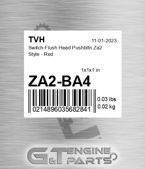 ZA2-BA4 Switch-Flush Head Pushbttn Za2 Style - Red
