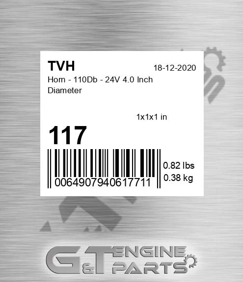117 Horn - 110Db - 24V 4.0 Inch Diameter