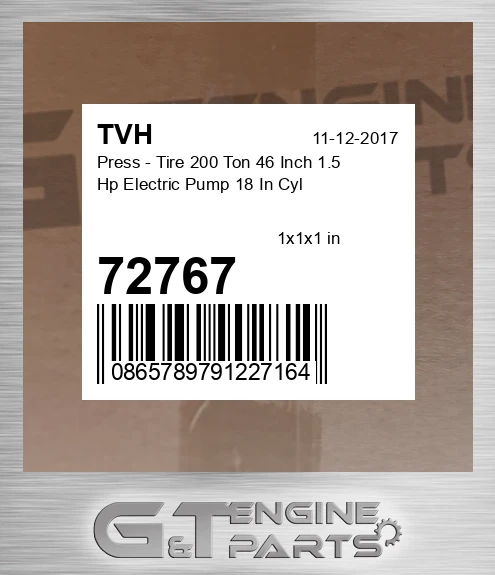 72767 Press - Tire 200 Ton 46 Inch 1.5 Hp Electric Pump 18 In Cyl