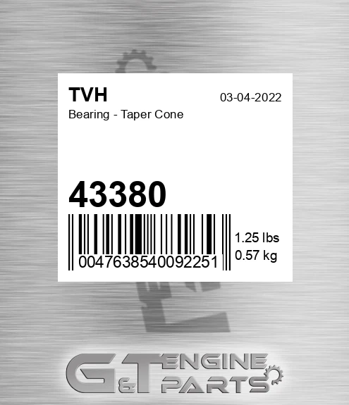 43380 Bearing - Taper Cone