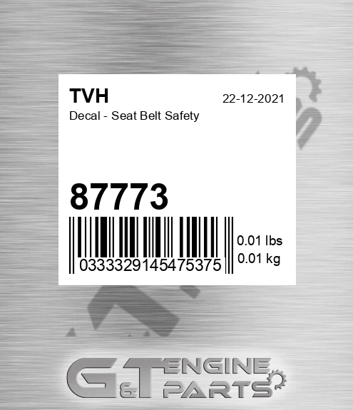 87773 Decal - Seat Belt Safety