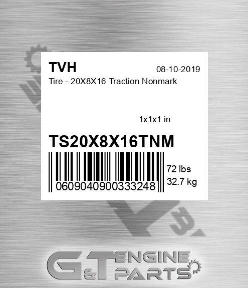 TS20X8X16TNM Tire - 20X8X16 Traction Nonmark