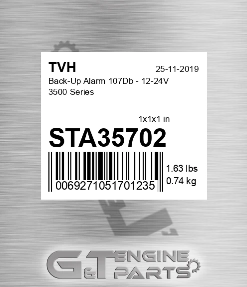 STA35702 Back-Up Alarm 107Db - 12-24V 3500 Series